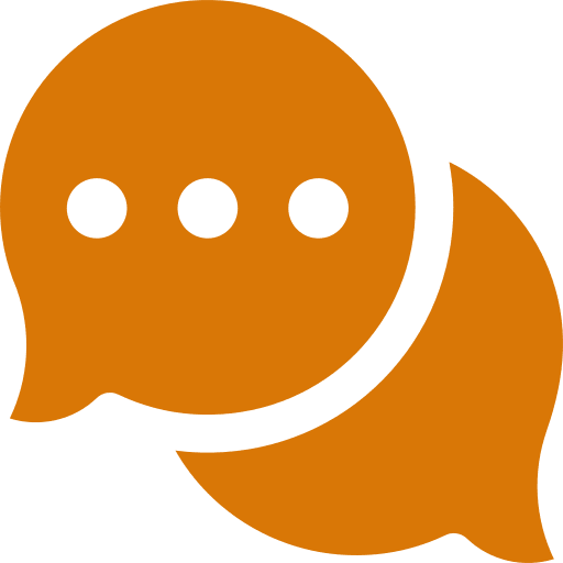 Two orange speech bubbles symbolizing communication.