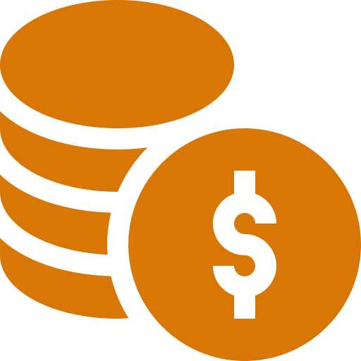 Stack of coins with a dollar sign on one coin.